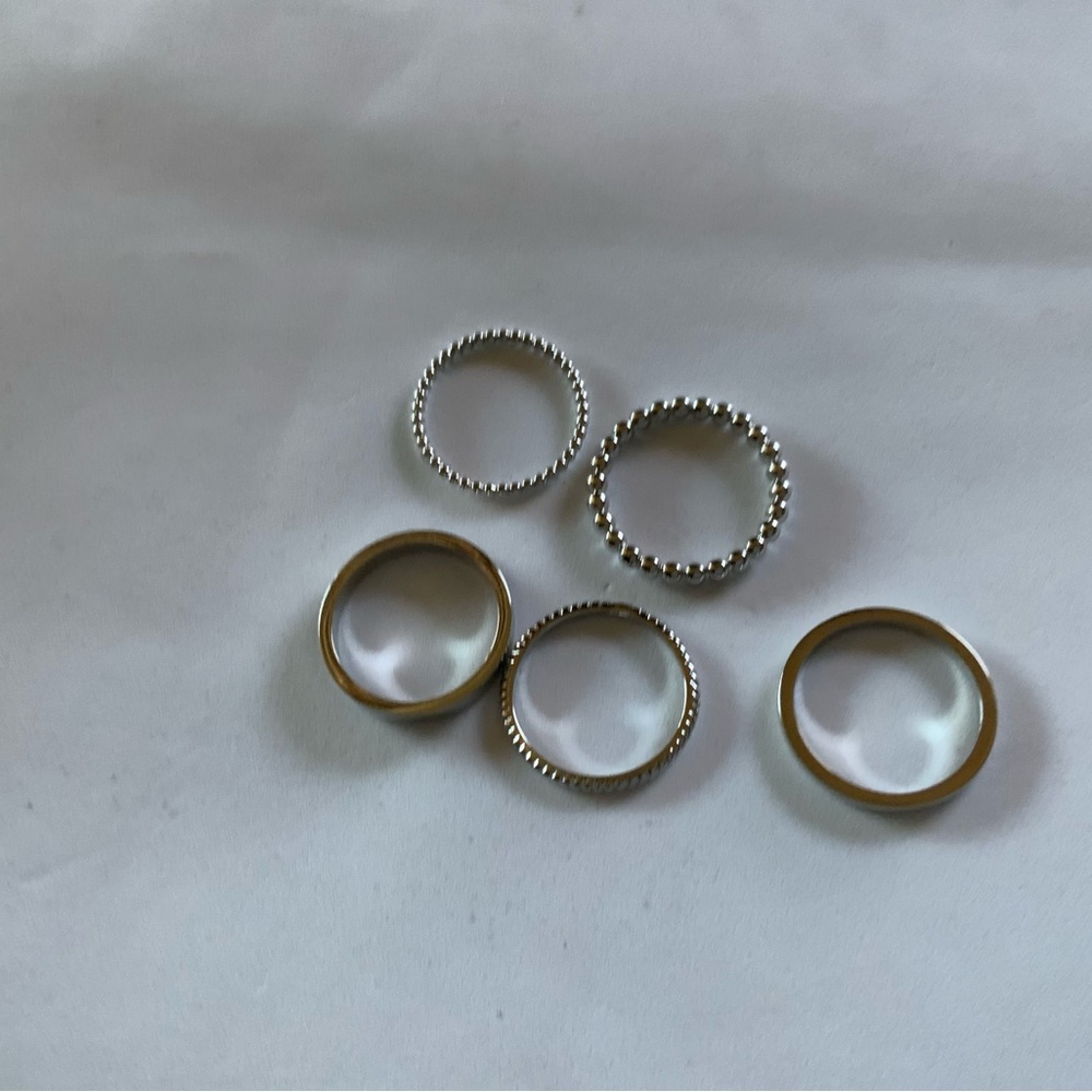 Halogen Mixed Texture Metal Ring Stack - image 5